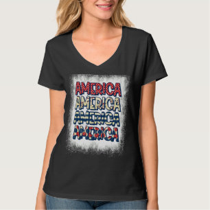 Belichtete Amerika Retro USA Flagge Patriotic 4. T-Shirt