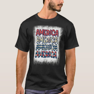Belichtete Amerika Retro USA Flagge Patriotic 4. T-Shirt