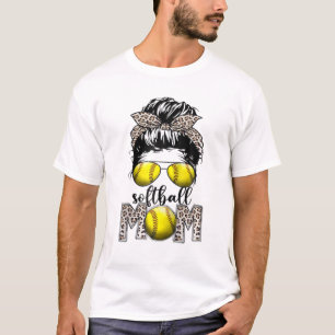 Belichtete Baseball Mama Messy Bun Player Mama Mut T-Shirt