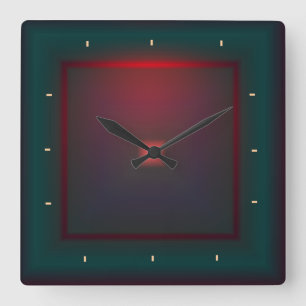 Belichtete Grün- und Red>Walluhr Quadratische Wanduhr