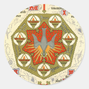 Belichtetes Manuskript für Whitsuntide Runder Aufkleber