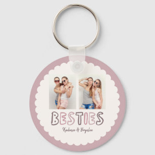 Beliebige Farben Gekerbter Custom 2 Foto Besties Schlüsselanhänger