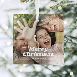 Beliebige Text-Foto-Überlagerung Einfache Retro-Ty Ornament Aus Glas
