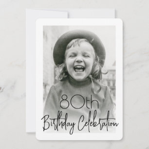Beliebiger Geburtstag 2 Foto Chic Stylische Typogr Einladung