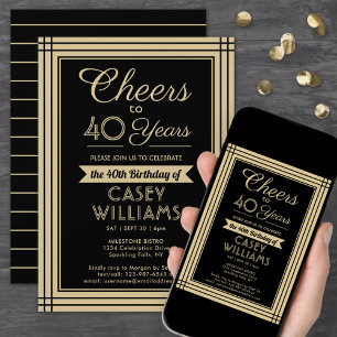 Beliebiger Geburtstag Cheers Downloadbar Schwarz u Einladung