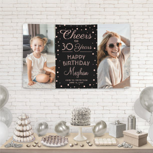Beliebiger Geburtstag Prost Schwarze & Rosa Konfet Banner