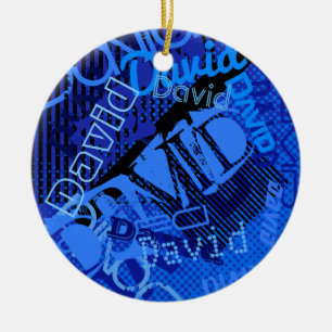 Beliebiger Name Anpassbarer Kreativer Blau Keramik Ornament
