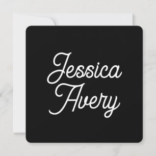 Beliebiger Name Elegantes Vintage-Weiß-Schrift Einladung
