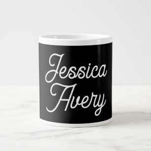 Beliebiger Name Elegantes Vintage-Weiß-Schrift Jumbo-Tasse