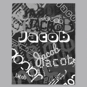 Beliebiger Name Namenscollage Schwarz & Weiß Fleecedecke