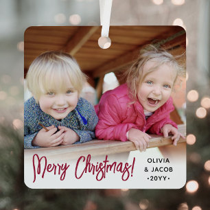 Beliebiger Text 2 Foto Moderne gebürstete Schrift Ornament Aus Metall