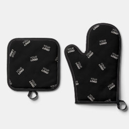 Beliebiges Logo oder hochgeladenes Bild | Verstreu Ofenhandschuh & Topflappen-Set