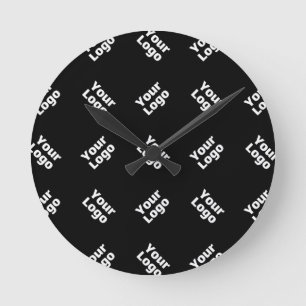 Beliebiges Logo oder hochgeladenes Bild Verstreu Runde Wanduhr