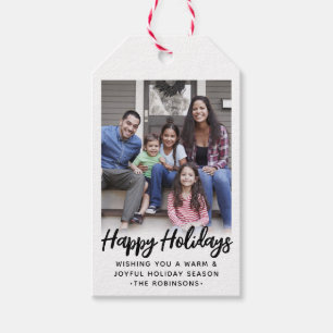 beliebiges Text-Trendy-Script-Foto schwarz und wei Geschenkanhänger