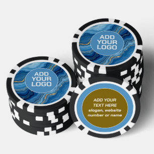 Beliebte Azure Blue Gold Marmor Kollektion Pokerchips