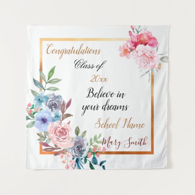 Beliebte Blütenanpassung Gold Tapestry Wandteppich (Vorderseite)