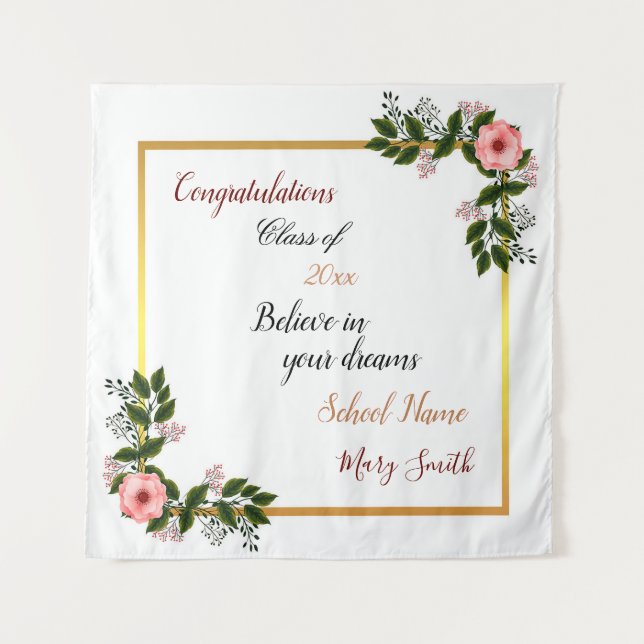 Beliebte Blütenpracht passt die weiße Rosa an Wandteppich (Vorderseite)