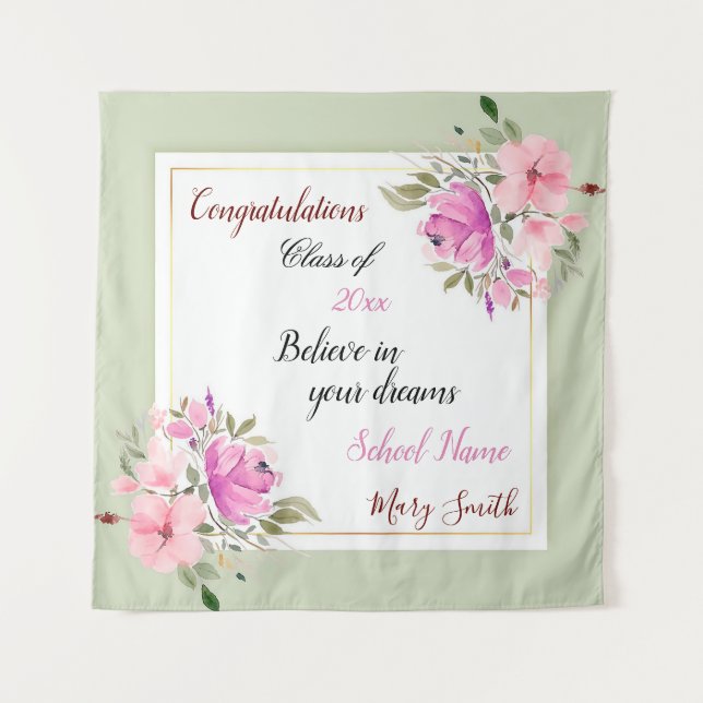 Beliebte Blütenpraxis Lila Pink anpassen Wandteppich (Vorderseite)