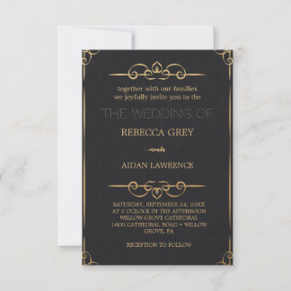 Beliebte Elegante Schwarze Goldene Falsche Folie S Einladung