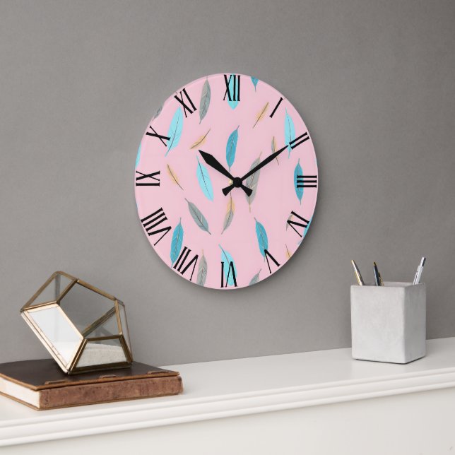 Beliebte Feathers Luxury Boho Collection Große Wanduhr (Büro)
