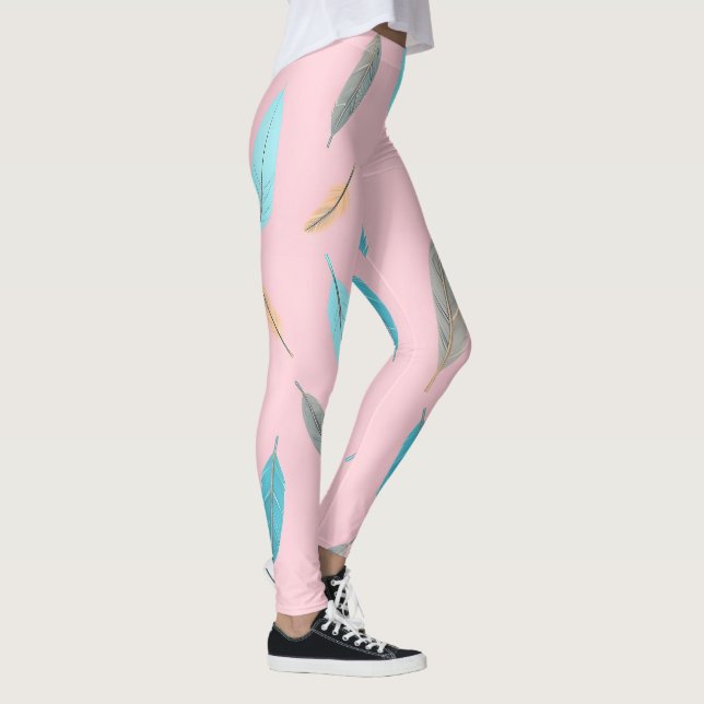 Beliebte Federn Luxus Boho Kollektion Leggings (Rechts)