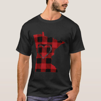Beliebte I Liebe Minnesota Buffalo Kariertes Herz T-Shirt
