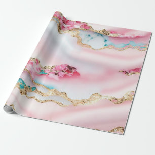 Beliebte Kollektion aus hellblaurosa Marmor Geschenkpapier