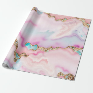 Beliebte Kollektion hellblaue rosa Agate Geschenkpapier