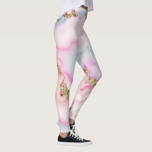 Beliebte Kollektion hellblaue rosa Agate Leggings (Rechts)