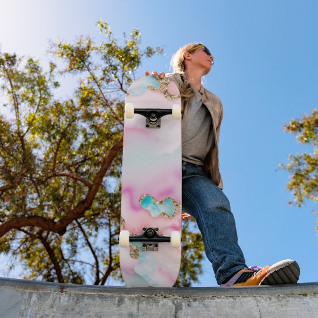 Beliebte Kollektion hellblaue rosa Agate Skateboard (Außenbereich 1)