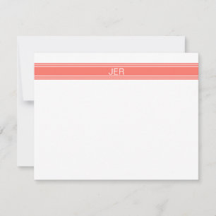 Beliebte Korallen-personalisierte Monogramm-Name-I Mitteilungskarte