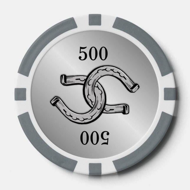 Beliebte Lucky Horseshos auf Silver Pokerchips (Vorderseite)