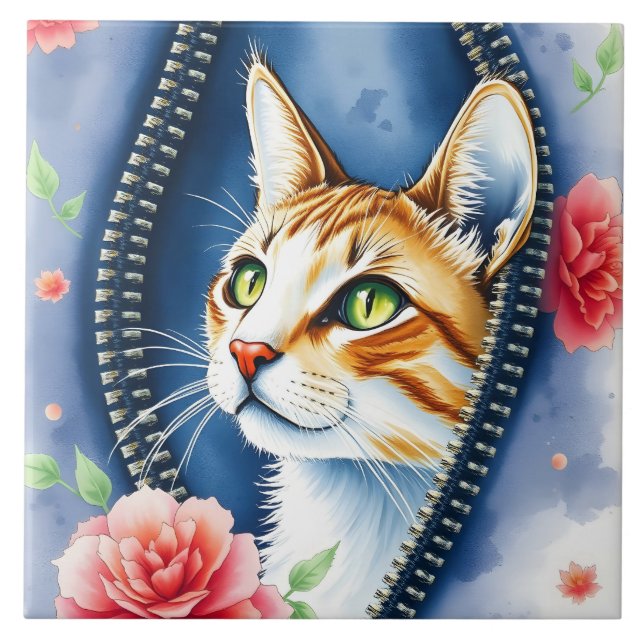 Beliebte schöne Niedliche Wasserfarben Katze Samml Fliese (Vorderseite)