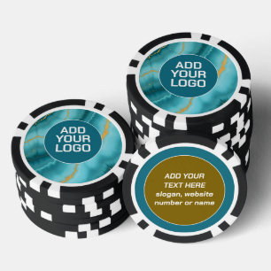 Beliebte Türkis Blau Gold Marmor Kollektion Pokerchips