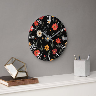 Beliebte Vintage Schöne Blumenkollektion Große Wanduhr