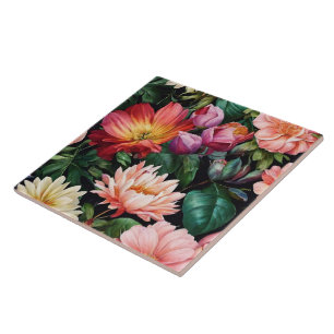 Beliebte Wasserfarben Vintage Blumensammlung Fliese