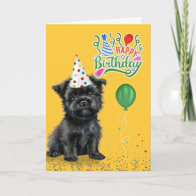 Beliebter Affenpinscher Hund zum Geburtstag in ein Karte (Vorderseite)