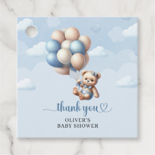 Beliebter Bär mit Ballons blauer Elfenbeindusche Geschenkanhänger