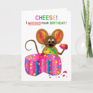 Beliebter Geburtstag Adorable Maus essen Käse Karte