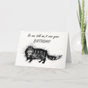 Beliebter Geburtstag, gruselige Katze. Karte