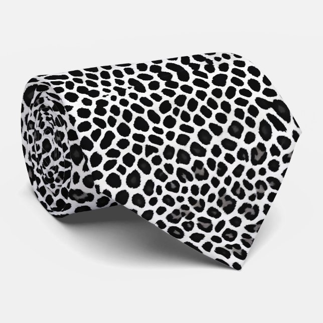 Beliebter Luxus Weißer Leopard Krawatte (Gerollt)