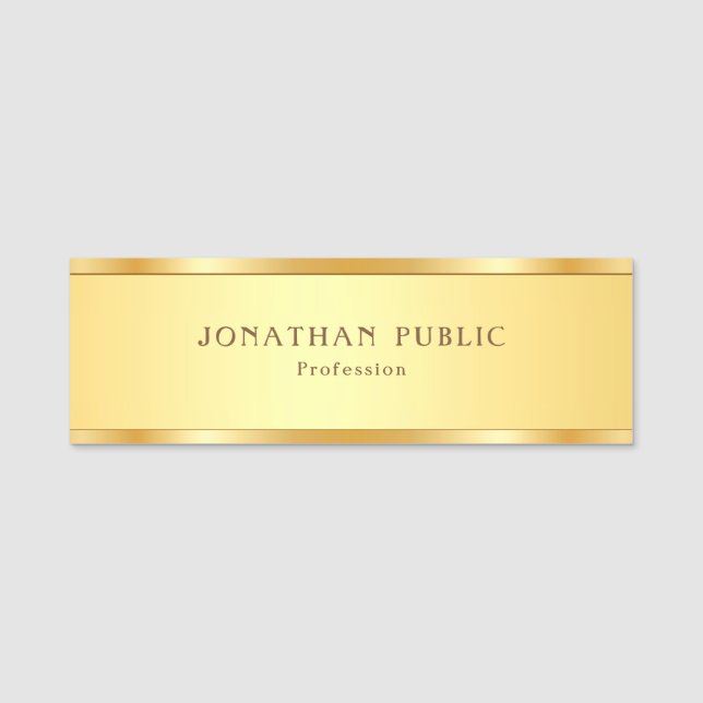 Beliebter moderner Gold-Metallic-Look Elegante Vor Namensschild (Vorderseite)