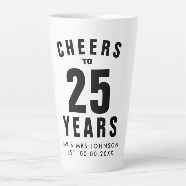 Beliebtes 25. Hochzeitstag Latte Tasse Geschenk (Vorderseite)
