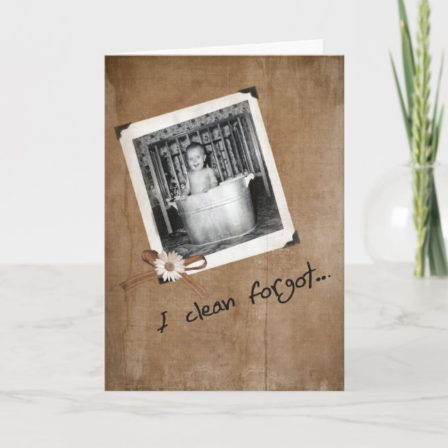 Beliebtes Birthda-Baby in alter Waschwanne Karte (Vorderseite)