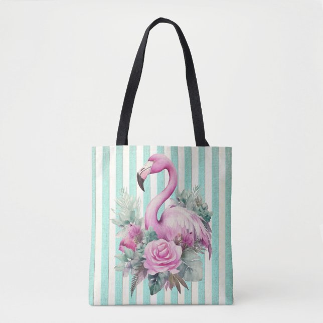 Beliebtes Blumenrosa Flamingo am Mintstreifen (Vorderseite)