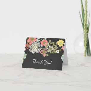 Beliebtes Chalkboard floral Vielen Dank Hinweis Dankeskarte