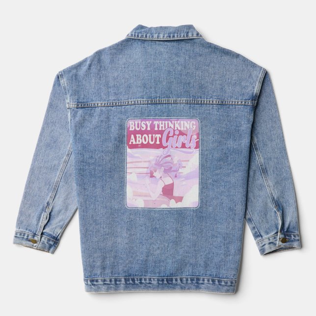 Beliebtes Denken über Mädchen Niedliche Pastel Les Jeansjacke (Rückseite)