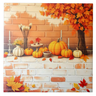 Beliebtes Glück Thanksgiving Schöner Fall Fliese