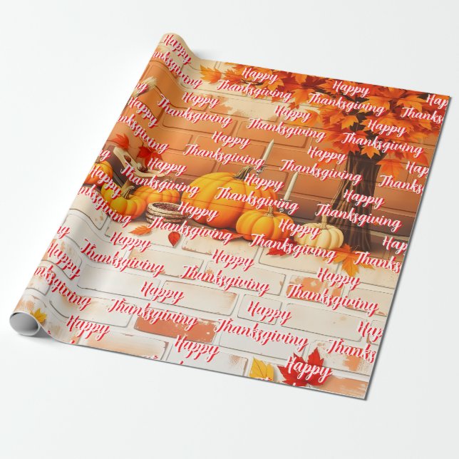 Beliebtes Glück Thanksgiving Schöner Fall Geschenkpapier (Ungerollt)