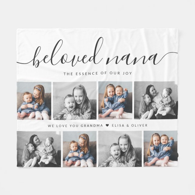 Beliebtes Nana Oma Custom Family Foto Keepake Fleecedecke (Vorderseite (Horizontal))